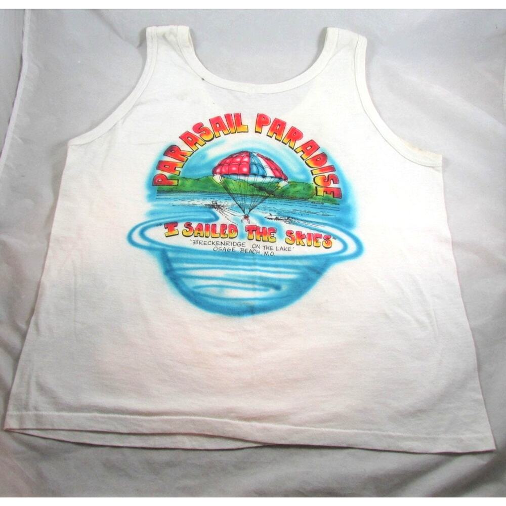 Parasail Paradise Graphic Tank Top Osage Beach Mo Vintage Screen Stars Size M-L